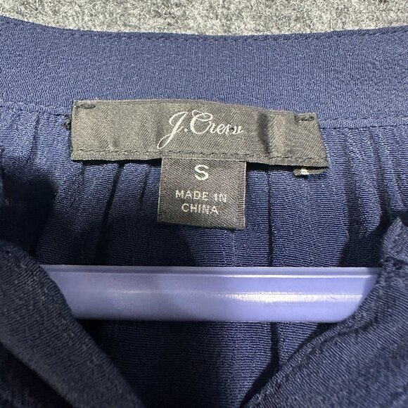 J Crew Blouse Womens Small  Long Sleeve Drapey Popover Blue Elastic Cuffs Top - Picture 5 of 8